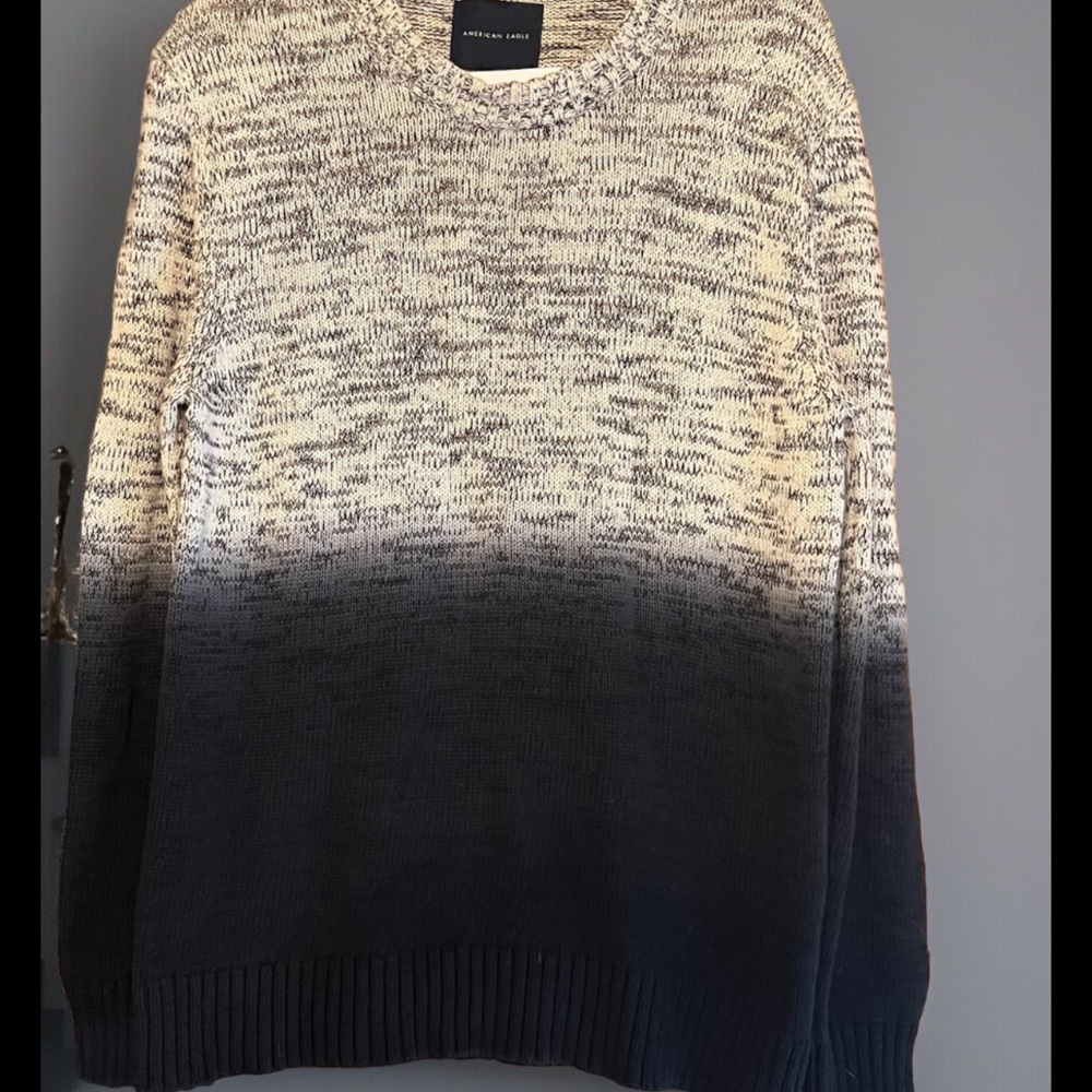 American eagle Men’s Preppy Collegiate Scholar Ombré 💯% Cotton Sweater Sz Med - Picture 3 of 13